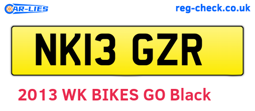 NK13GZR are the vehicle registration plates.