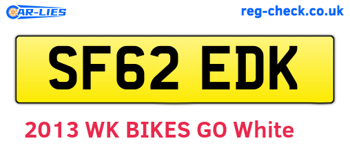 SF62EDK are the vehicle registration plates.