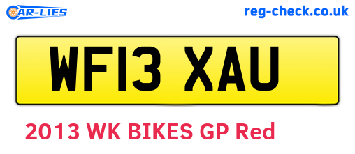 WF13XAU are the vehicle registration plates.