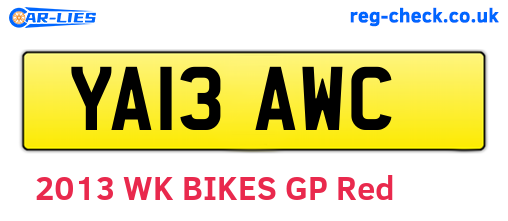 YA13AWC are the vehicle registration plates.