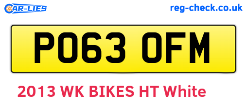PO63OFM are the vehicle registration plates.