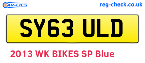 SY63ULD are the vehicle registration plates.