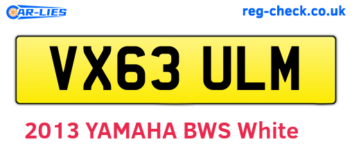 VX63ULM are the vehicle registration plates.