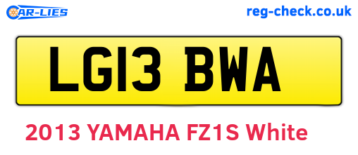 LG13BWA are the vehicle registration plates.