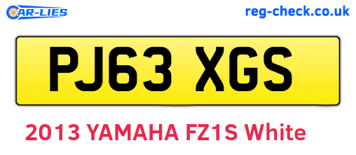 PJ63XGS are the vehicle registration plates.