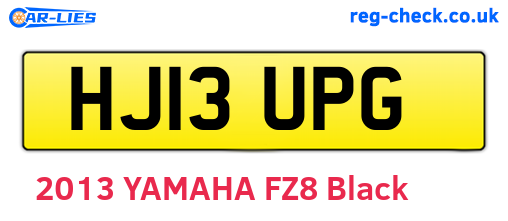HJ13UPG are the vehicle registration plates.