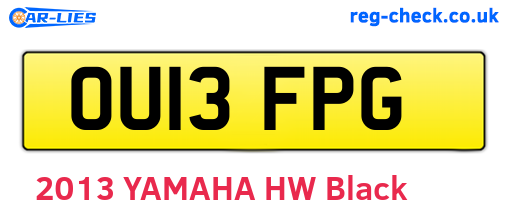 OU13FPG are the vehicle registration plates.
