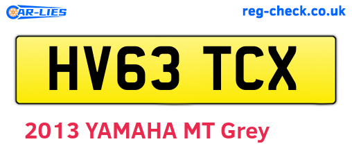 HV63TCX are the vehicle registration plates.