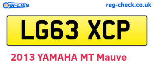 LG63XCP are the vehicle registration plates.