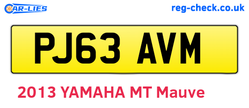 PJ63AVM are the vehicle registration plates.