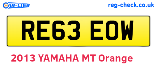 RE63EOW are the vehicle registration plates.