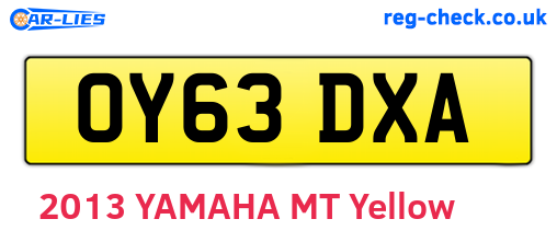 OY63DXA are the vehicle registration plates.