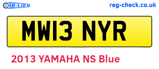 MW13NYR are the vehicle registration plates.