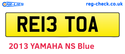 RE13TOA are the vehicle registration plates.