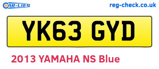 YK63GYD are the vehicle registration plates.