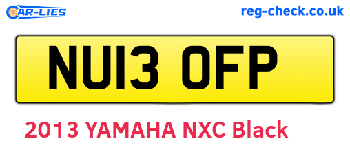 NU13OFP are the vehicle registration plates.
