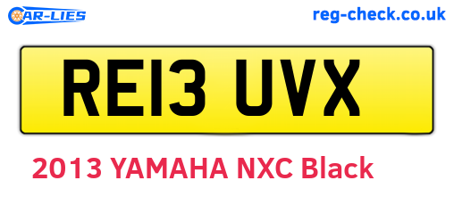 RE13UVX are the vehicle registration plates.