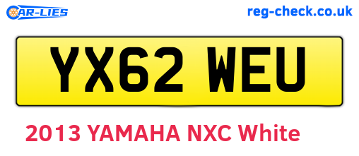 YX62WEU are the vehicle registration plates.