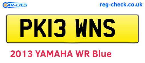 PK13WNS are the vehicle registration plates.