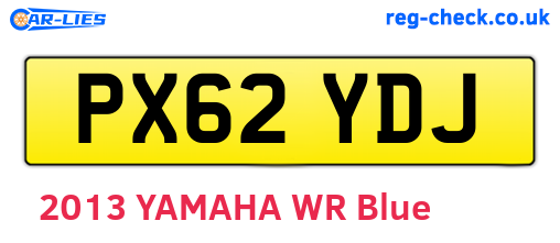 PX62YDJ are the vehicle registration plates.