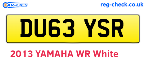 DU63YSR are the vehicle registration plates.