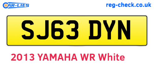 SJ63DYN are the vehicle registration plates.