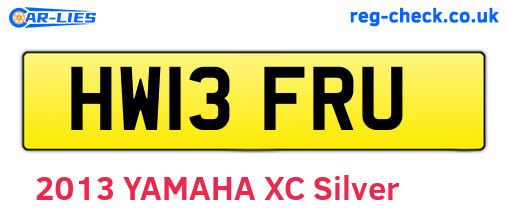 HW13FRU are the vehicle registration plates.