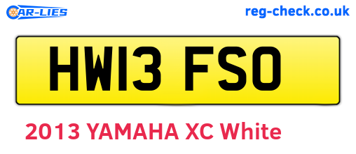 HW13FSO are the vehicle registration plates.