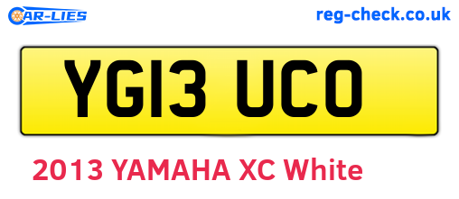 YG13UCO are the vehicle registration plates.