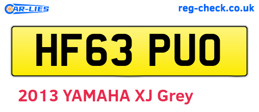 HF63PUO are the vehicle registration plates.