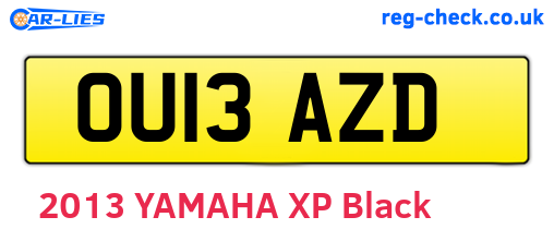 OU13AZD are the vehicle registration plates.
