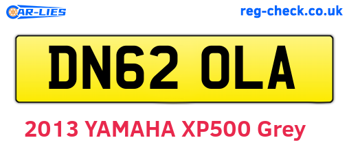 DN62OLA are the vehicle registration plates.
