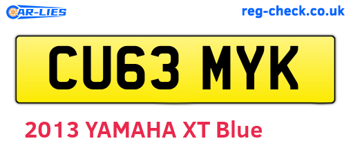 CU63MYK are the vehicle registration plates.
