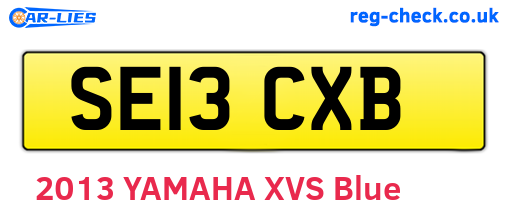 SE13CXB are the vehicle registration plates.