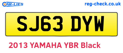 SJ63DYW are the vehicle registration plates.