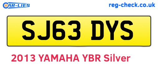 SJ63DYS are the vehicle registration plates.