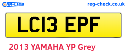 LC13EPF are the vehicle registration plates.