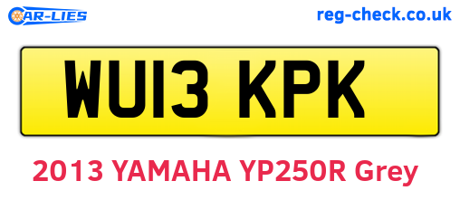 WU13KPK are the vehicle registration plates.