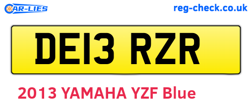 DE13RZR are the vehicle registration plates.