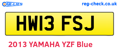 HW13FSJ are the vehicle registration plates.