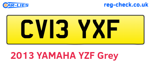 CV13YXF are the vehicle registration plates.