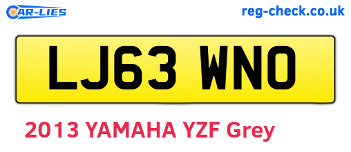 LJ63WNO are the vehicle registration plates.