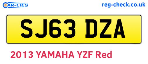 SJ63DZA are the vehicle registration plates.