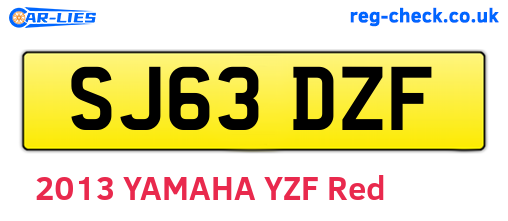 SJ63DZF are the vehicle registration plates.