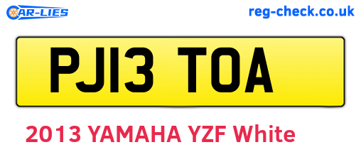 PJ13TOA are the vehicle registration plates.