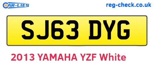SJ63DYG are the vehicle registration plates.