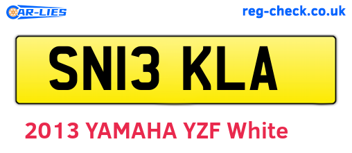 SN13KLA are the vehicle registration plates.