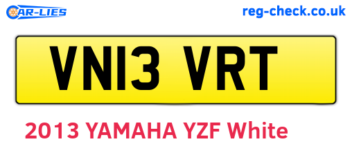 VN13VRT are the vehicle registration plates.