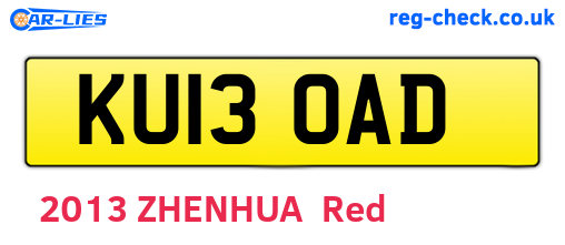 KU13OAD are the vehicle registration plates.