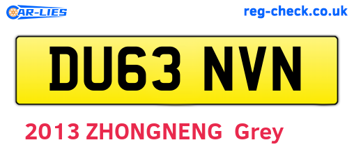 DU63NVN are the vehicle registration plates.